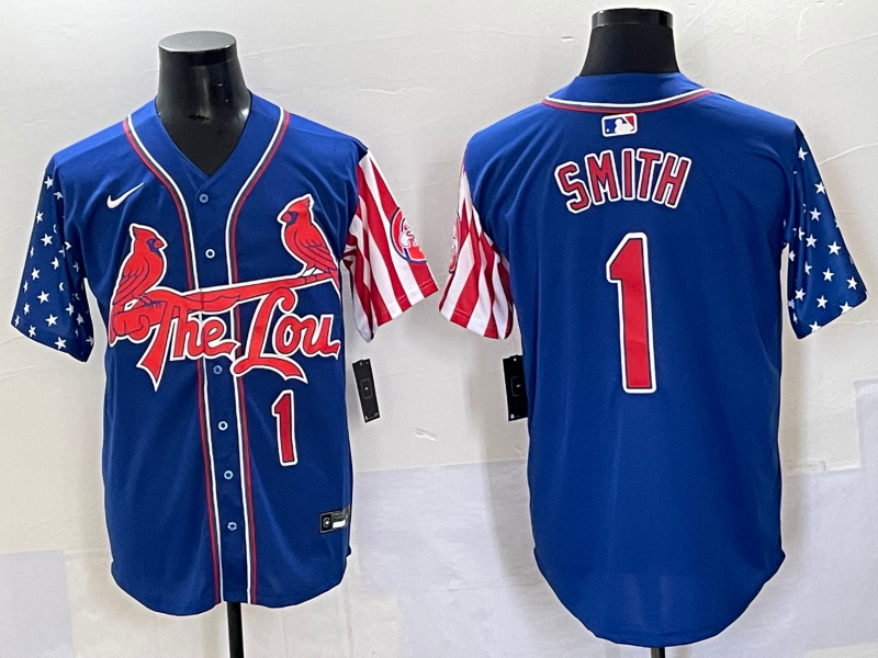 Men St.Louis Cardinals #1 Smith blue 2025 Nike Game MLB Jersey style 2